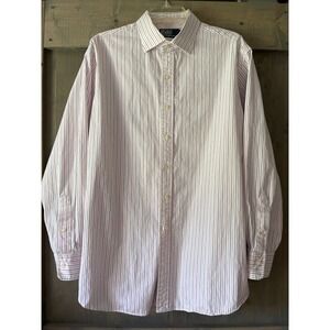 Polo Ralph Lauren Men's 18 34/35 Striped Button Down Dress Shirt Pink Navy White